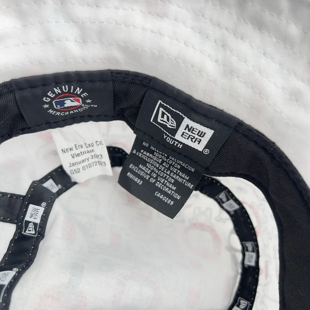 New Era Youth Los Angeles Angels Bucket Hat White AOP Cartoon Print Cotton Cap